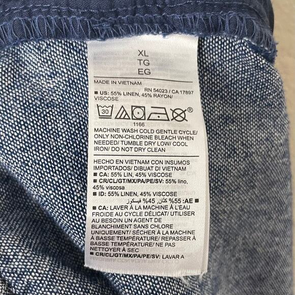 Old Navy Pants Womens XL Chambray Blue Linen Rayon Straight Leg Pull On Pockets - Picture 10 of 12